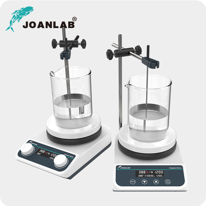 JoanLab HS5Pro digital laboratory hotplate stirrer with LCD display and ceramic-coated heating plate.